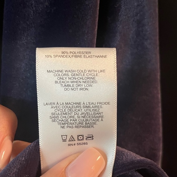 Express velvet dolman long sleeve navy blue scoop neck ruched top 90176 small - Picture 9 of 9